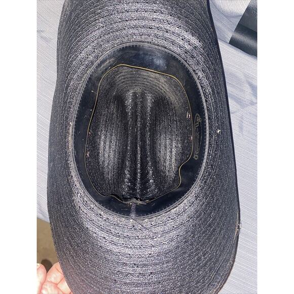 Black Round-Up Straw Hat - Size 7 - Western Cowboy Hat - Picture 9 of 9